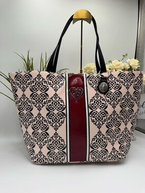 Brighton My Sweet Valentine Damask Heart Tote Bag – Pink/Black/Burgundy